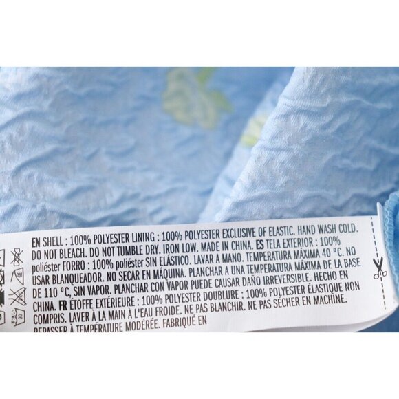 English Factory Women's XS Blue Empire Waist Top Jacquard Floral Puff Sleeves - Picture 6 of 8